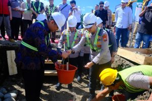 Wakapolda Sulsel Letakkan Batu Pertama Pembangunan Gudang Ketahanan Pangan Polri di Bantaeng