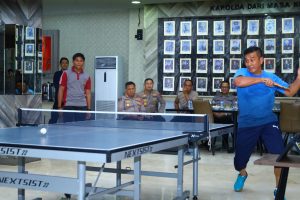 Semarak Pertandingan Tenis Meja Antar PJU dan Satker Warnai Peringatan Hari Bhayangkara ke-79 di Polda Sulsel