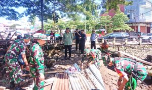 Personel Kodim 1410/Bantaeng Laksanakan Karya Bakti Pasca Banjir Bersama Pemda dan Masyarakat