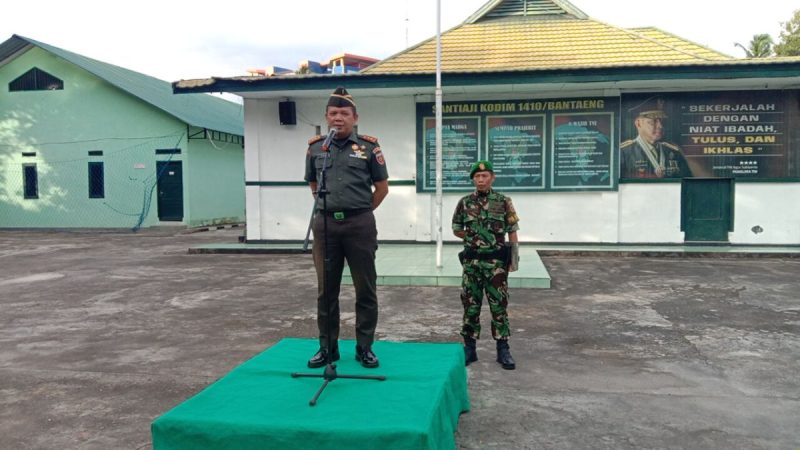 Dandim 1410/Bantaeng Pimpin Apel Pagi di Makodim, Tekankan Disiplin dan Sinergi Tugas