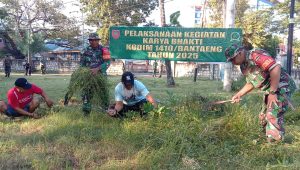 Kodim 1410/Bantaeng Gelar Karya Bakti Pembersihan Lingkungan, Perkuat Kemanunggalan TNI-Rakyat
